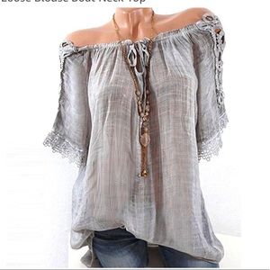 Grey off the shoulder top